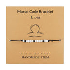 New Charm Bracelet For Women Men Twelve Zodiac Black White Rice Beads Adjustable Rope Chain Bracelet Natural Stone Beads Bracelet For Boyfriend Girlfriend Women