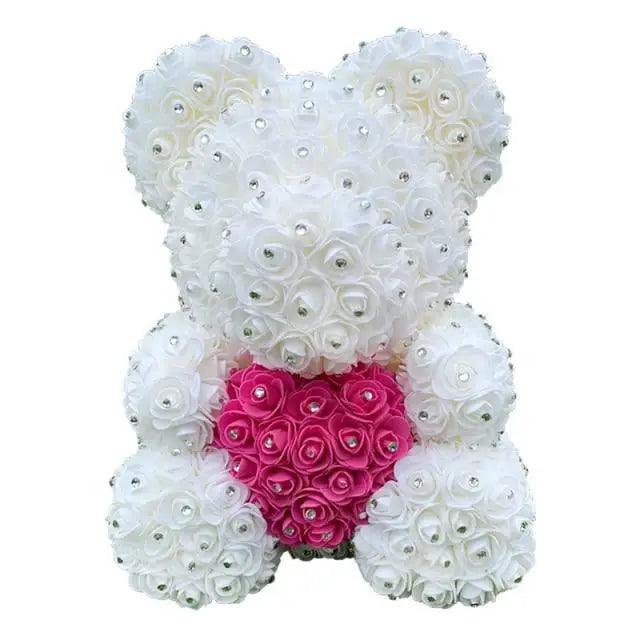 New Charming Diamond Rose Bears 40cm Artificial Flower Teddy Bears For Valentins's Day Mother's Day Birthday Gifts Stevvex