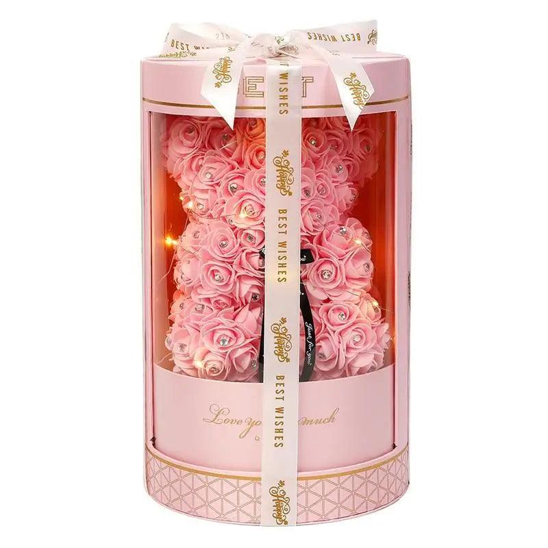 New Charming Diamond Rose Bears 40cm Artificial Flower Teddy Bears For Valentins's Day Mother's Day Birthday Gifts Stevvex