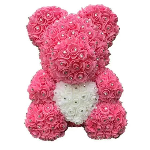 New Charming Diamond Rose Bears 40cm Artificial Flower Teddy Bears For Valentins's Day Mother's Day Birthday Gifts Stevvex