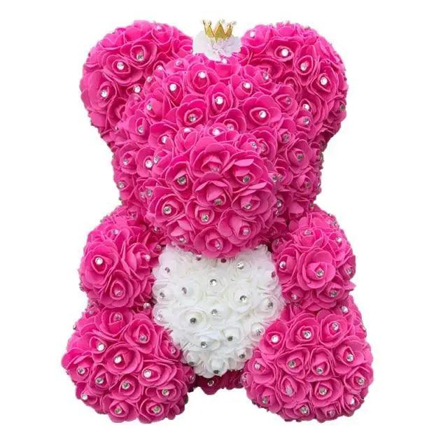 New Charming Diamond Rose Bears 40cm Artificial Flower Teddy Bears For Valentins's Day Mother's Day Birthday Gifts Stevvex