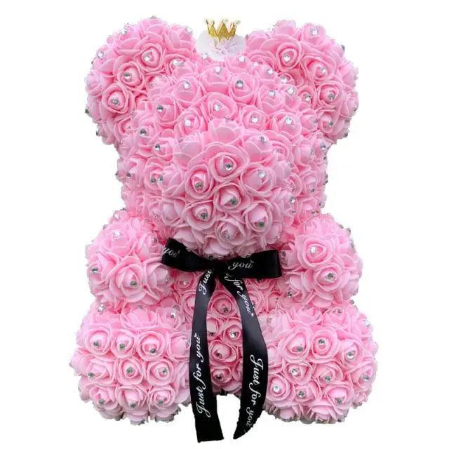 New Charming Diamond Rose Bears 40cm Artificial Flower Teddy Bears For Valentins's Day Mother's Day Birthday Gifts Stevvex