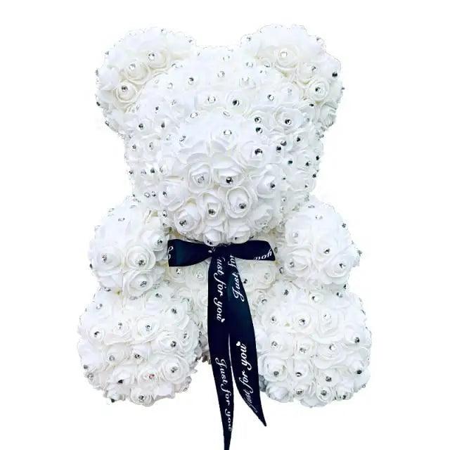 New Charming Diamond Rose Bears 40cm Artificial Flower Teddy Bears For Valentins's Day Mother's Day Birthday Gifts Stevvex