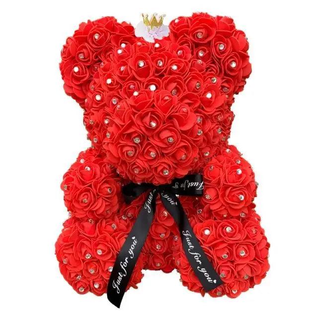 New Charming Diamond Rose Bears 40cm Artificial Flower Teddy Bears For Valentins's Day Mother's Day Birthday Gifts Stevvex