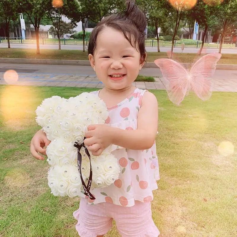 New Charming Diamond Rose Bears 40cm Artificial Flower Teddy Bears For Valentins's Day Mother's Day Birthday Gifts Stevvex