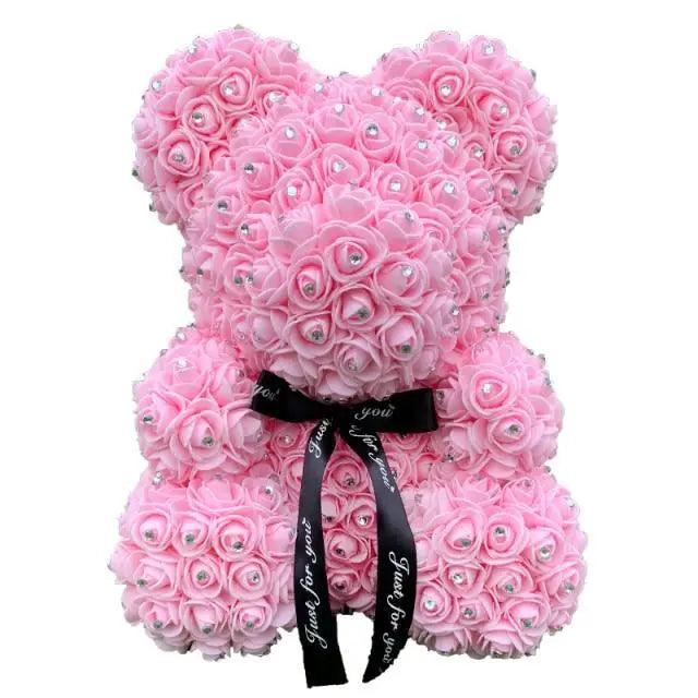 New Charming Diamond Rose Bears 40cm Artificial Flower Teddy Bears For Valentins's Day Mother's Day Birthday Gifts Stevvex