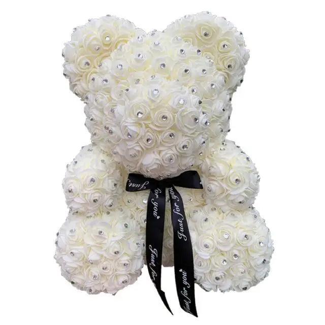 New Charming Diamond Rose Bears 40cm Artificial Flower Teddy Bears For Valentins's Day Mother's Day Birthday Gifts Stevvex