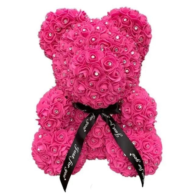 New Charming Diamond Rose Bears 40cm Artificial Flower Teddy Bears For Valentins's Day Mother's Day Birthday Gifts Stevvex