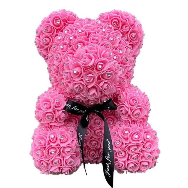 New Charming Diamond Rose Bears 40cm Artificial Flower Teddy Bears For Valentins's Day Mother's Day Birthday Gifts Stevvex