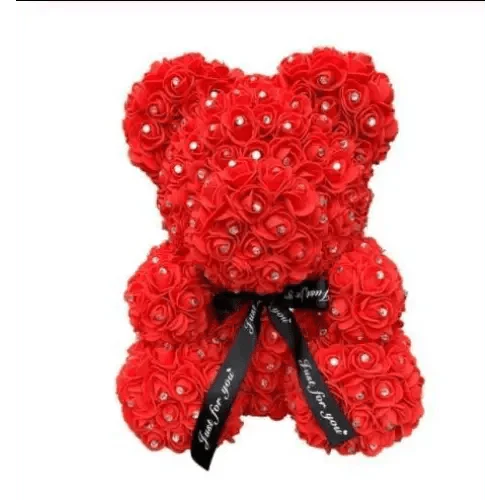 New Charming Diamond Rose Bears 40cm Artificial Flower Teddy Bears For Valentins's Day Mother's Day Birthday Gifts Stevvex