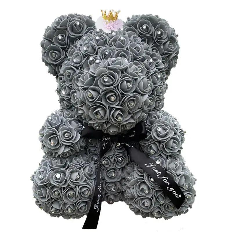 New Charming Diamond Rose Bears 40cm Artificial Flower Teddy Bears For Valentins's Day Mother's Day Birthday Gifts Stevvex