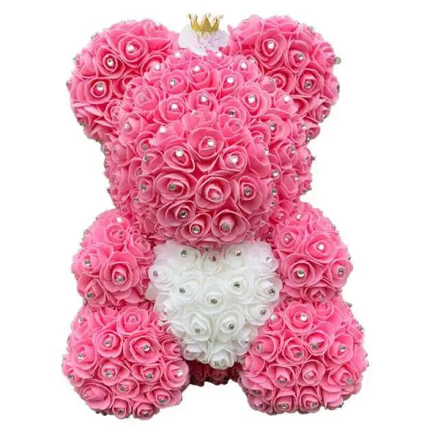New Charming Diamond Rose Bears 40cm Artificial Flower Teddy Bears For Valentins's Day Mother's Day Birthday Gifts Stevvex