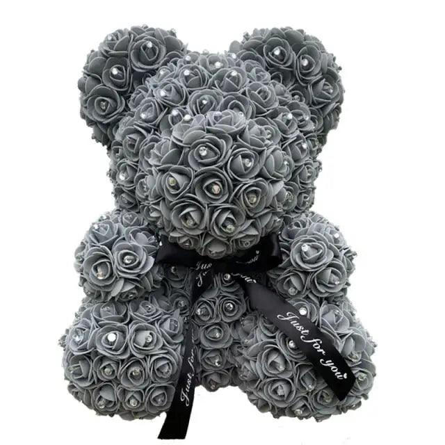 New Charming Diamond Rose Bears 40cm Artificial Flower Teddy Bears For Valentins's Day Mother's Day Birthday Gifts Stevvex