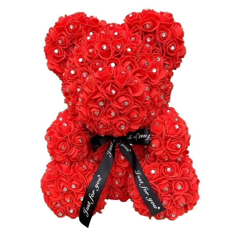 New Charming Diamond Rose Bears 40cm Artificial Flower Teddy Bears For Valentins's Day Mother's Day Birthday Gifts Stevvex