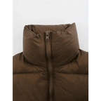 New Chic Lady Fashionable Women's Casual High Collar In Coffee Color Short Outwear Zippers Sleeveless Jackets Vest Stevvex