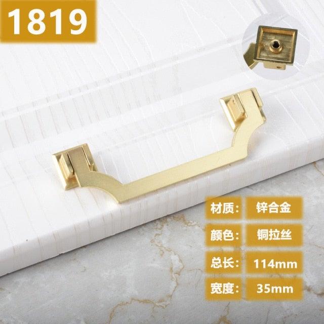 New Chinese Golden Cupboard Door Drawer Concealed Buckle Handle Wardrobe Zinc Alloy Hardware Handle Kitchen Cupboard Hardware Modern Style Furniture Door Pulls Stevvex