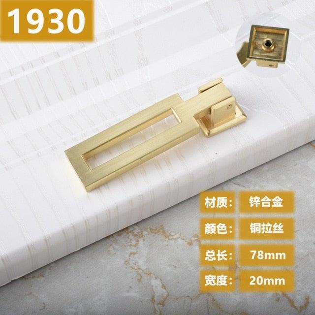 New Chinese Golden Cupboard Door Drawer Concealed Buckle Handle Wardrobe Zinc Alloy Hardware Handle Kitchen Cupboard Hardware Modern Style Furniture Door Pulls Stevvex