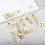 New Chinese Golden Cupboard Door Drawer Concealed Buckle Handle Wardrobe Zinc Alloy Hardware Handle Kitchen Cupboard Hardware Modern Style Furniture Door Pulls Stevvex