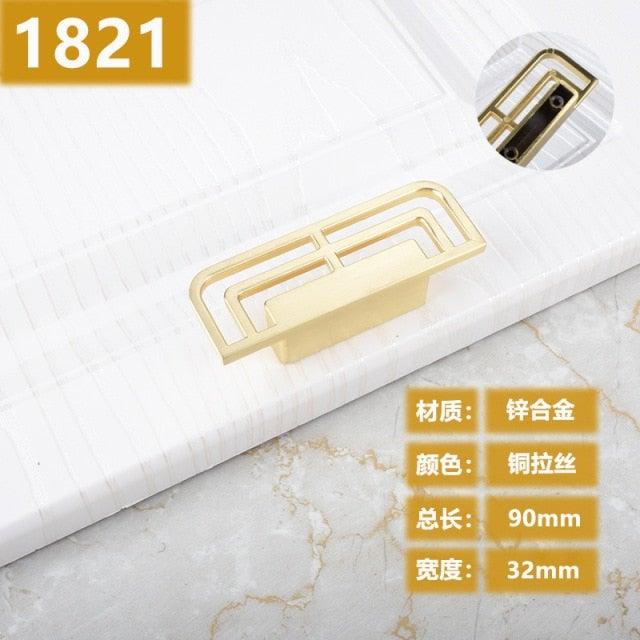 New Chinese Golden Cupboard Door Drawer Concealed Buckle Handle Wardrobe Zinc Alloy Hardware Handle Kitchen Cupboard Hardware Modern Style Furniture Door Pulls Stevvex