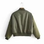 New Classic Design Autumn Winter Green Short Jackets Women Fashionable Long Sleeve Zipper Bomber Jacket Outwear Women's Coat Stevvex