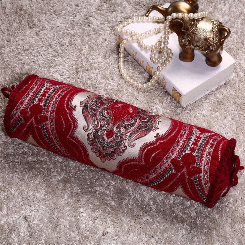 New Classical Luxury Cylindrical Cotton And Linen Pillow Roll Cushion Sofa Throw Polyester Cotton Linen Pillowcase Sofa Cushion Cover Backrest Home Chair Modern Colorful Design 15X50CM Stevvex