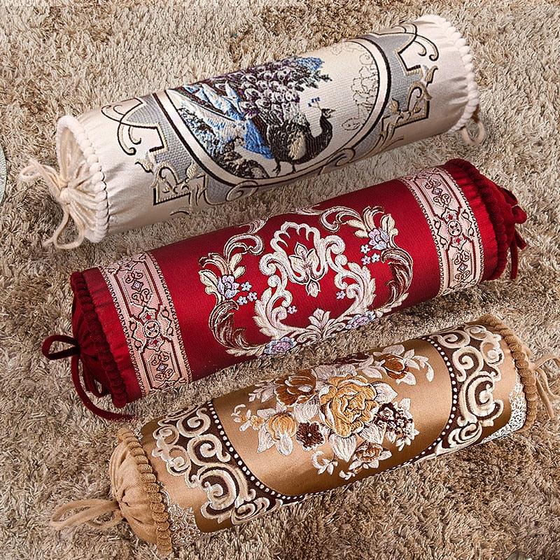 New Classical Luxury Cylindrical Cotton And Linen Pillow Roll Cushion Sofa Throw Polyester Cotton Linen Pillowcase Sofa Cushion Cover Backrest Home Chair Modern Colorful Design 15X50CM Stevvex