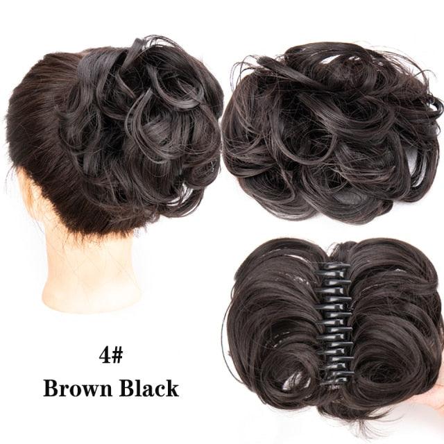 New Claw Chignon Curly Hair Bands Messy Bun Hairpieces for Women Scrunchy Natural Fake False Hair Heat Resistant Fiber Black Clip in Hair Extension For Volumized Hair Buns For Girls Stevvex