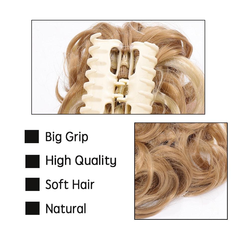 New Claw Chignon Curly Hair Bands Messy Bun Hairpieces for Women Scrunchy Natural Fake False Hair Heat Resistant Fiber Black Clip in Hair Extension For Volumized Hair Buns For Girls Stevvex