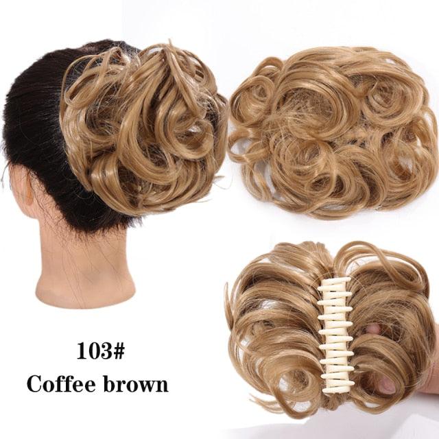 New Claw Chignon Curly Hair Bands Messy Bun Hairpieces for Women Scrunchy Natural Fake False Hair Heat Resistant Fiber Black Clip in Hair Extension For Volumized Hair Buns For Girls Stevvex