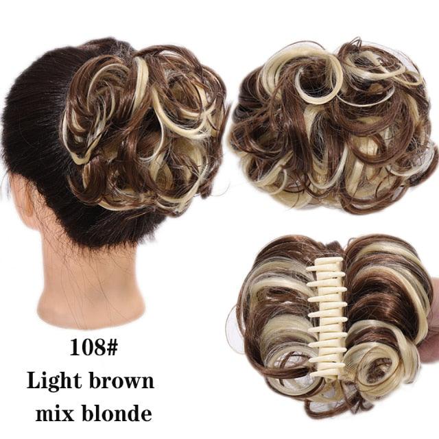 New Claw Chignon Curly Hair Bands Messy Bun Hairpieces for Women Scrunchy Natural Fake False Hair Heat Resistant Fiber Black Clip in Hair Extension For Volumized Hair Buns For Girls Stevvex