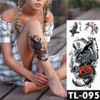 New Colorful And Black Womens Tattoo Temporary Flower Waterproof Elegant Modern Tattoo Realistic Design Stevvex