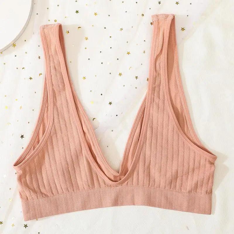 New Comfortable Seamless Sports Bras For Women And Girls Top Female Brassiere Deep V Sexy Women's Underwear Backless Stevvex