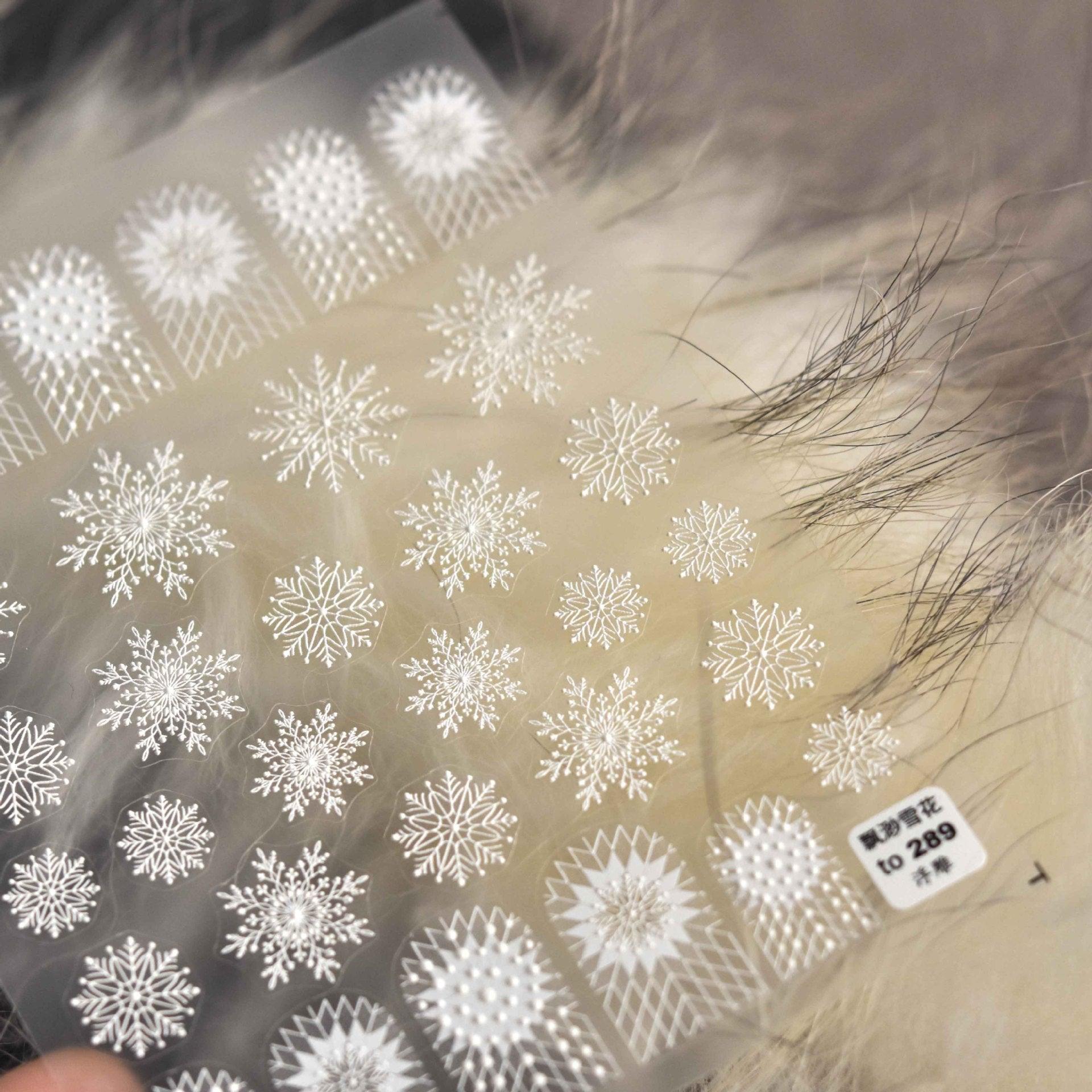 New Craft Nail Stickers Japanese 5d Nails Sticker Three-dimensional Snowflake Nail art Stickers Decals Decoration Decals Snowflakes Elk Bear Christmas Xmas Stickers Snowflakes Nail Water Decals Christmas White Snow Transfer Sticker Decoration Slider Stevvex