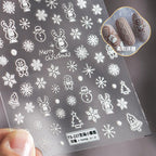 New Craft Nail Stickers Japanese 5d Nails Sticker Three-dimensional Snowflake Nail art Stickers Decals Decoration Decals Snowflakes Elk Bear Christmas Xmas Stickers Snowflakes Nail Water Decals Christmas White Snow Transfer Sticker Decoration Slider Stevvex