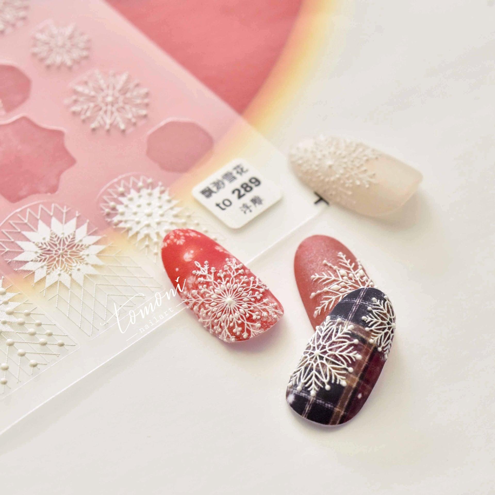 New Craft Nail Stickers Japanese 5d Nails Sticker Three-dimensional Snowflake Nail art Stickers Decals Decoration Decals Snowflakes Elk Bear Christmas Xmas Stickers Snowflakes Nail Water Decals Christmas White Snow Transfer Sticker Decoration Slider Stevvex