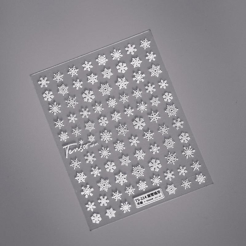 New Craft Nail Stickers Japanese 5d Nails Sticker Three-dimensional Snowflake Nail art Stickers Decals Decoration Decals Snowflakes Elk Bear Christmas Xmas Stickers Snowflakes Nail Water Decals Christmas White Snow Transfer Sticker Decoration Slider Stevvex