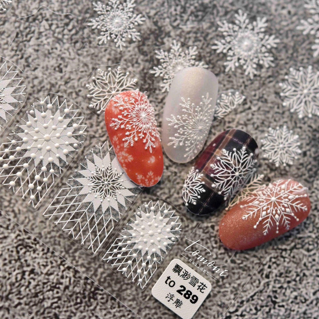 New Craft Nail Stickers Japanese 5d Nails Sticker Three-dimensional Snowflake Nail art Stickers Decals Decoration Decals Snowflakes Elk Bear Christmas Xmas Stickers Snowflakes Nail Water Decals Christmas White Snow Transfer Sticker Decoration Slider Stevvex