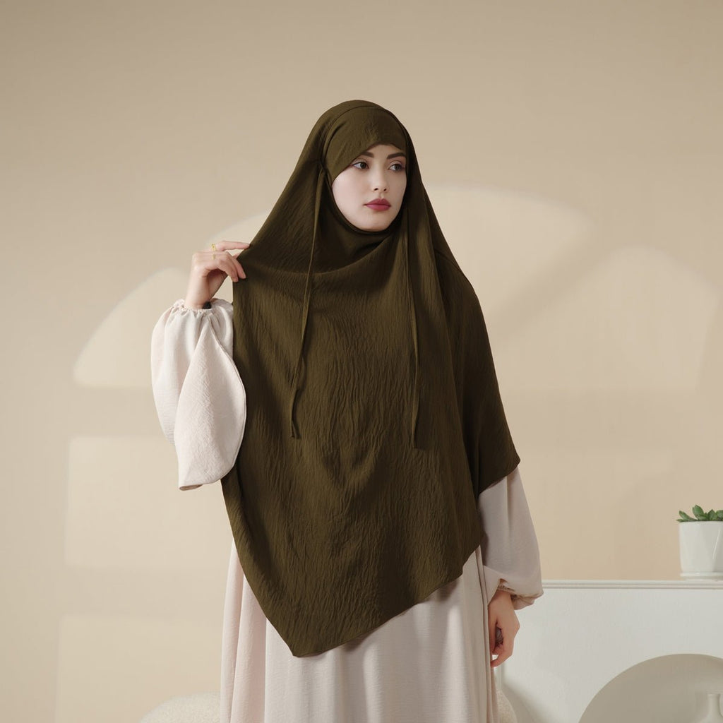 New Crepe 1-Layer Khimar | Soft Crepe Material Khimar (MK009) Mariam's Collection