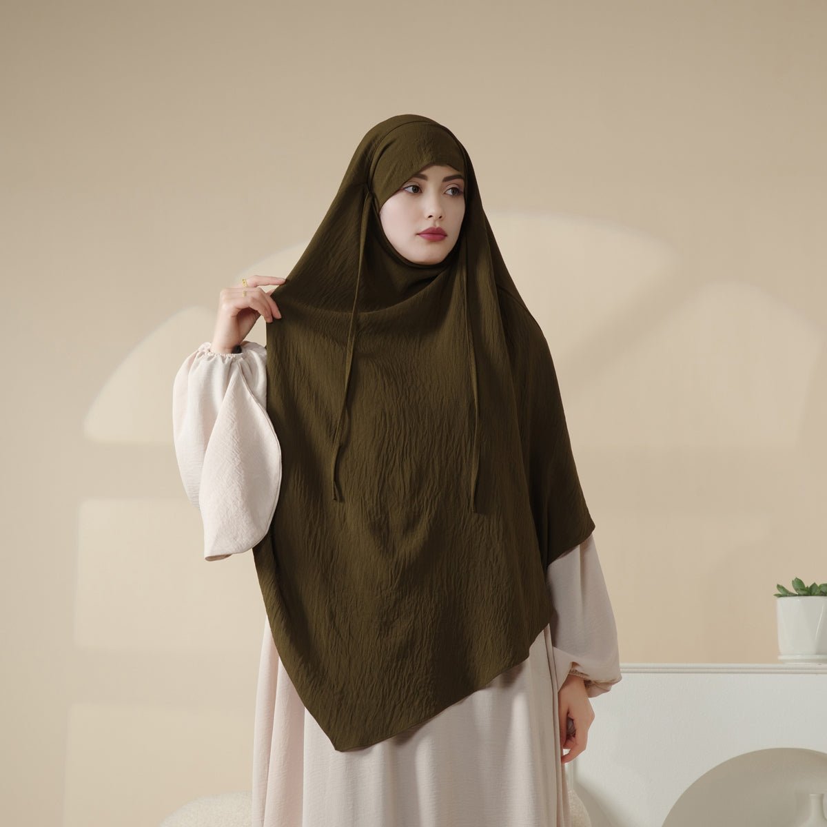 New Crepe 1-Layer Khimar | Soft Crepe Material Khimar (MK009) Mariam's Collection