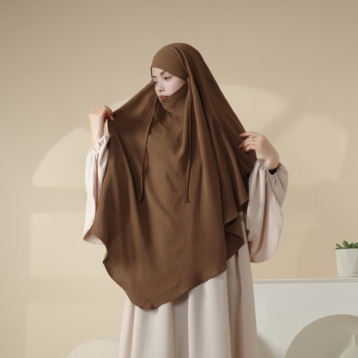 New Crepe 1-Layer Khimar | Soft Crepe Material Khimar (MK009) Mariam's Collection