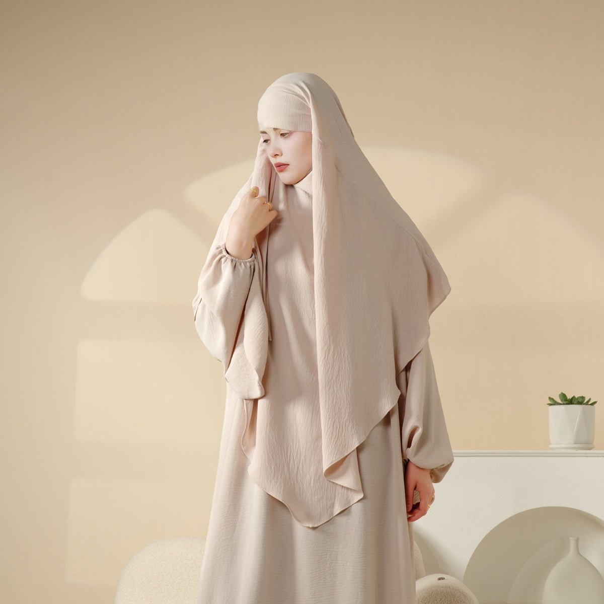 New Crepe 1-Layer Khimar | Soft Crepe Material Khimar (MK009) Mariam's Collection