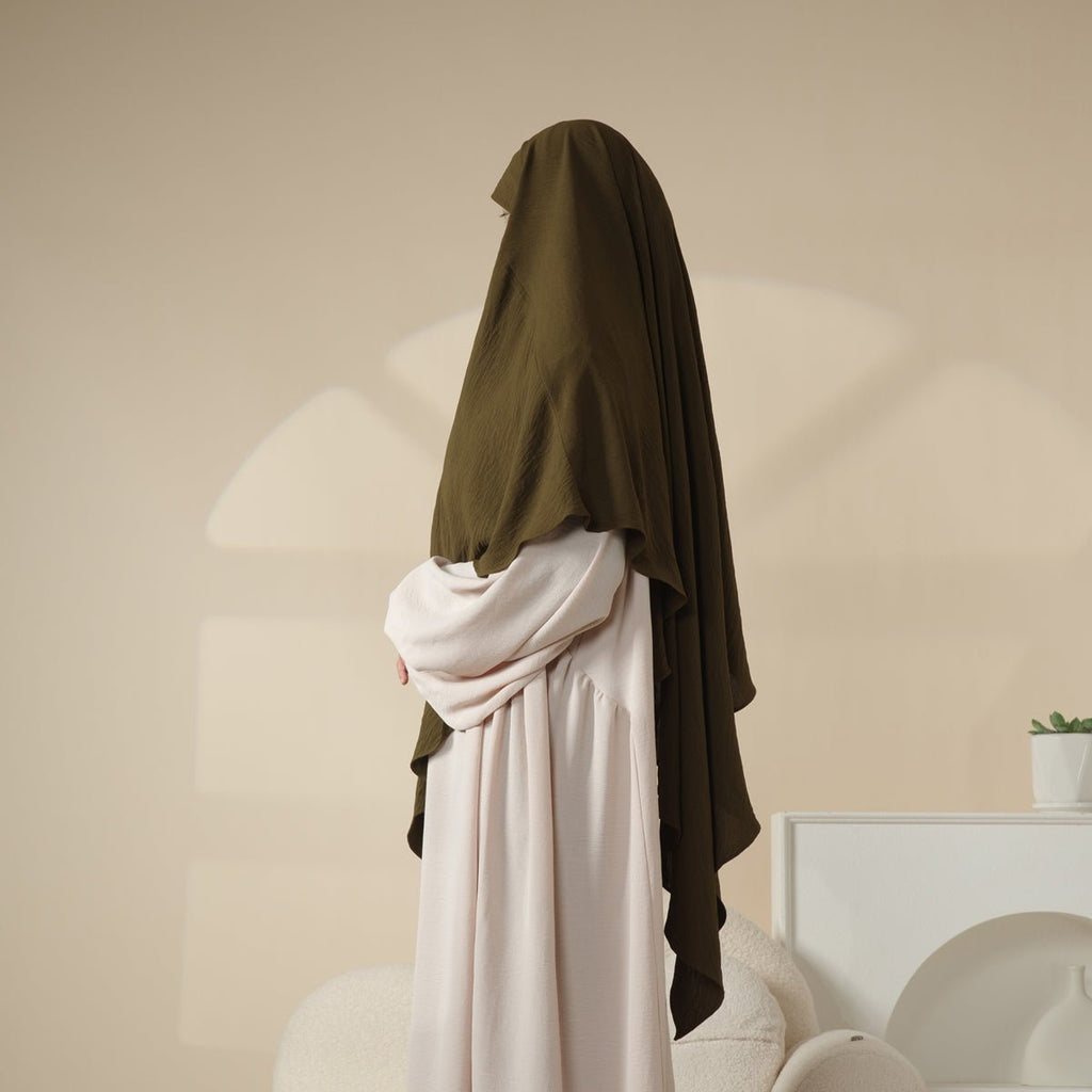 New Crepe 1-Layer Khimar | Soft Crepe Material Khimar (MK009) Mariam's Collection