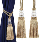 New Crystal Beaded Tassel Curtain Tieback Decorative Curtain Tie Home Decor Cord for Curtains Buckle Rope Room Accessories European Style High-Grade Curtains Tieback Rope Tassel Holdbacks 50cm Stevvex