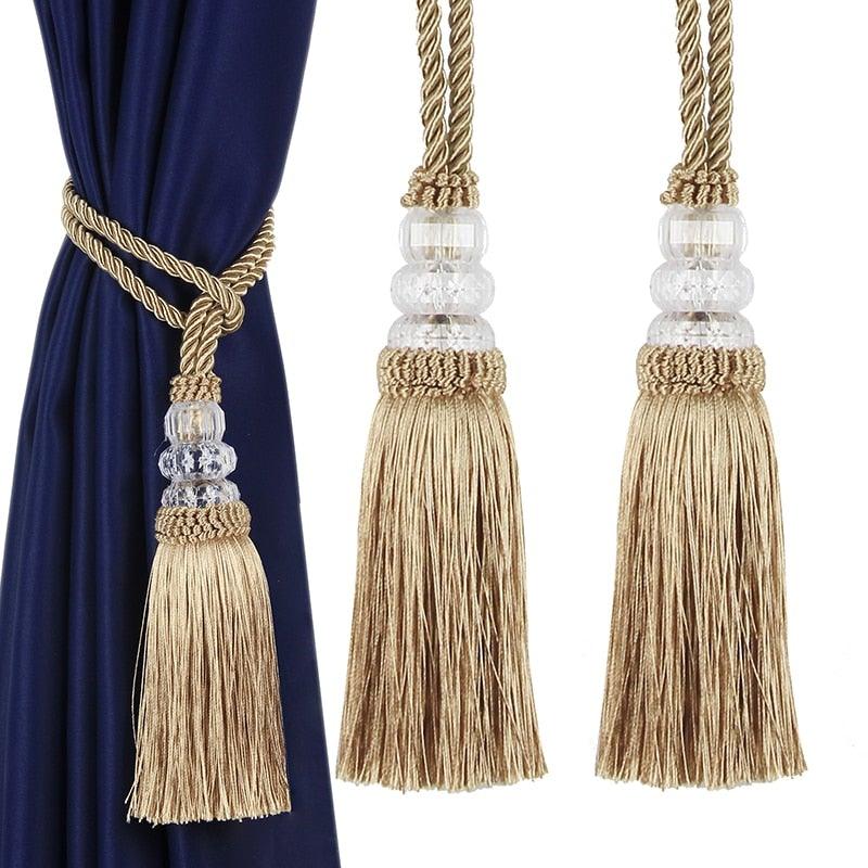New Crystal Beaded Tassel Curtain Tieback Decorative Curtain Tie Home Decor Cord for Curtains Buckle Rope Room Accessories European Style High-Grade Curtains Tieback Rope Tassel Holdbacks 50cm Stevvex