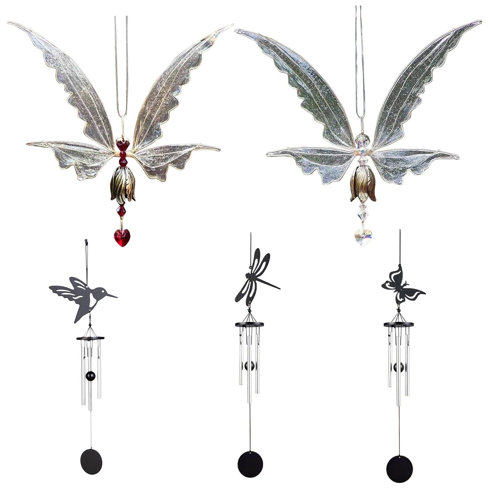 New Crystal Guardian Angel Wing Sun Catcher Angel Crystal Prism Pendant Sun Catcher Windows Outdoor Garden Hanging Decor Gifts Rainbow Collection With Crystal Wind Chimes For Home Garden Hanging Decoration Stevvex