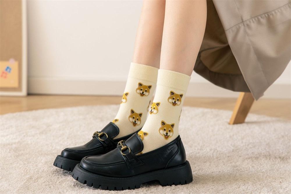 New Cute Cartoon Dog Middle Tube Socks Creative Female Socks Warm Socks Teddy Pomeranian Cotton Socks Stylish Unisex Short Ankle Socks For Men And Women Stevvex