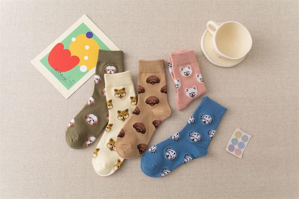 New Cute Cartoon Dog Middle Tube Socks Creative Female Socks Warm Socks Teddy Pomeranian Cotton Socks Stylish Unisex Short Ankle Socks For Men And Women Stevvex