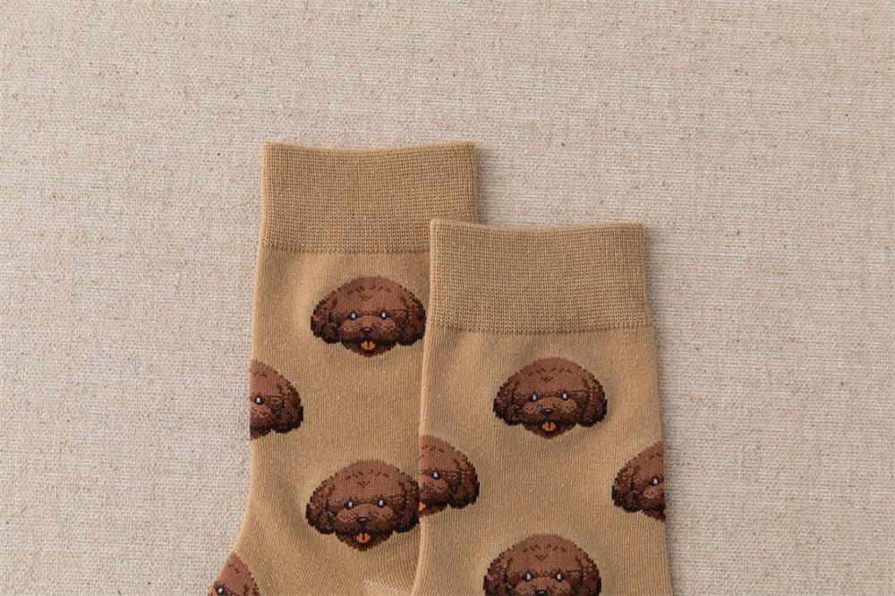 New Cute Cartoon Dog Middle Tube Socks Creative Female Socks Warm Socks Teddy Pomeranian Cotton Socks Stylish Unisex Short Ankle Socks For Men And Women Stevvex