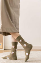 New Cute Cartoon Dog Middle Tube Socks Creative Female Socks Warm Socks Teddy Pomeranian Cotton Socks Stylish Unisex Short Ankle Socks For Men And Women Stevvex