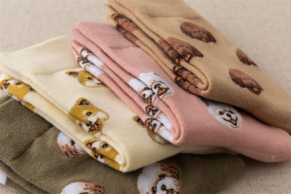 New Cute Cartoon Dog Middle Tube Socks Creative Female Socks Warm Socks Teddy Pomeranian Cotton Socks Stylish Unisex Short Ankle Socks For Men And Women Stevvex